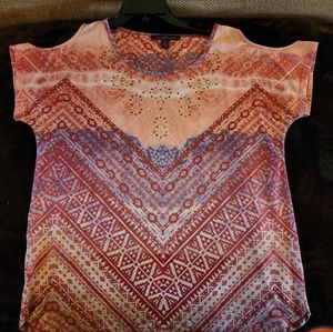 Red Gloria Vanderbilt Cut Out Shoulder Top